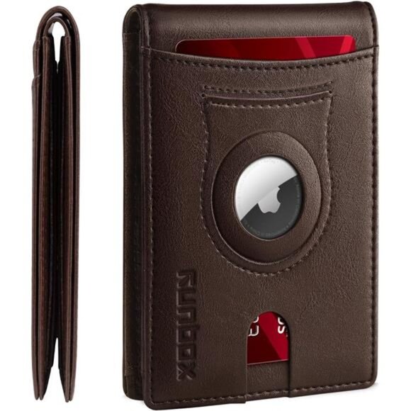 AirTag-Wallet-Mens-Slim-RFID Blocking Wallets Leather with Bill - Picture 1 of 7